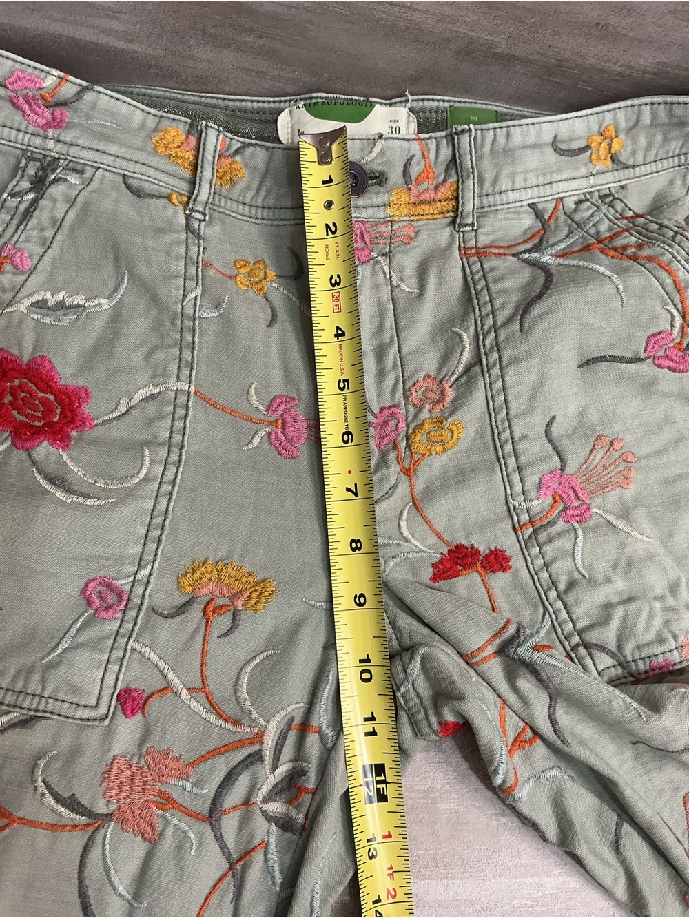 Anthropologie Wanderer Floral Embroidered Size 30 Boho Utility Statement Pants ' - Picture 9 of 10